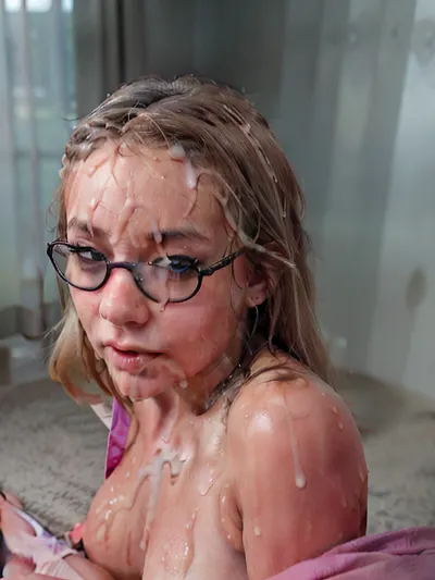 a young woman, teenage or young adult, in a crowded nightclub environment, (location nightclub crowded with people:1.3), soft light skin, messy light blonde hair with subtle white streaks, glasses with light-tinted lenses, neutral slightly contemplative expression, soft and delicate facial features, highly detailed face, realistic lighting, 8k, amateur flash photo style, subtle shadows, cinematic contrast, dark background with party atmosphere, visible male figures surrounding her, from behind and partially to the side, (male, arms, behind, back:1.3), (bukkake:1.1), all facial features are very detailed, strong focus on skin texture and motion details, dynamic fluid motion lines, (motion, lines, fluid, dripping, realistic:1.2), body contact implied, hands cupping parts of her body like waist or face, post-action scenario implied, subtle signs of liquid presence, (cumdrip, glistening wet skin), clothes disheveled, flash-reflection off skin and lenses, messy hair partially sticking to her face, tongue visible, mouth slightly open, suggestive but emotionally sad expression, cmctmx, 3DMM, body parts framed in natural perspective, back, shoulders, breasts partly visible, realistic shadows on skin, visible shoes, pose shows shifting posture and physical contact, deep focus, dynamic light blur around her, implied group scene, photo captured at peak moment, realistic environment noise, (crowd, background blur), realistic depth-of-field, suggestive post-action imagery, subtle erotic tension, stylized amateur photo moment with high realism and emotional ambiguity, ahegao, rolling_eyes, rolling_eyes-000014, .8>, <lora:MS_Real_Bukkake_Lite:.4>, <lora:cum_b1:1.2>, <lora:add_detail:.5>, <lora:ahegao:.2>