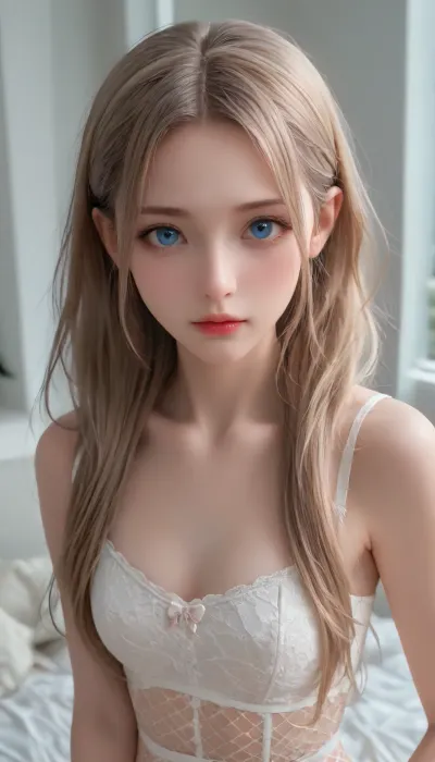 Close-up photo in Raw format, (you can see boobs:1.3), 8k uhd, high quality, high resolution, ultra-detailed, professional photography, photorealism, realistic, beautiful sexy skinny petite supermodel girl, image of a French maid, beautiful face, long pigtails with bows, long hair, seductive face, make-up, light lipstick, perfect body, the whole figure is visible, garter belts, clothes, garter belt, bright, (blue eyes), light brown hair, (((fishnet stockings))), <lora:reallora1:.5>, <lora:Oxygen girl_SDXL1.0:.5>, <lora:CoraXL:.5>, <lora:karina_sdxl_v10:.5>, <lora:GarterbeltXL:.5>