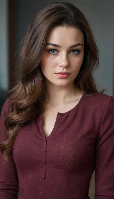 35 year old girl, office dress, bogdasha1, ponychar3-RBSYPV3, curvaceous2, long, hair, looking, at, viewer, burgundy, brown, eyes, mole, portrait, freckles, realistic, <lora:bogdasha3:.8>, <lora:ponychar3-0-RBSYPV3:.8>, <lora:1131832_training_data:.8>