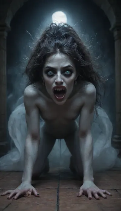 massive werewolf standing, werewolf having sex with human female, flat-chested, on all fours with legs slightly spread, hands on the floor, massive veining, ribbed cock penetrating pussy, vaginal sex, passionate sex, all the way, moaning, big pussy juices, long sleeve tight bodystocking, athletic body, high definition, blue eyes, blond hair, long hair, extremely beautiful face, very detailed, werewolf opens its mouth and shows its sharp teeth. The scene is in the surroundings of an ancient castle, (terrifying ghosts and other creatures of the night:1.7), are hiding in all possible corners of the great hall, watching the unlikely couple having sex. The atmosphere is frightening and arousing at the same time. high detailed, modern-werewolf, 1girl, 1boy, prone, bone, sex, from, behind, lora, (ProneBone-000010:.5), Black, and, white, art, black, pencil, shading, charcoal, drawing, toned, brutal, dark, b/w, color, scheme, <lora:Modern_Werewolf:.8>, <lora:Black and white art.V1:1.2>, <lora:ahxl_v1:.9>