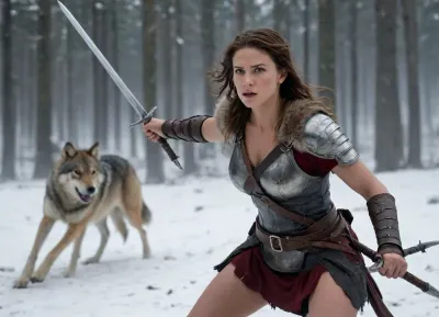Heed the advice of these people, spear and sword we will give you. Here stands a good warrior woman with a pretty face, sworn to steadfastly guard this territory. Prepare, rein in the wolf, believing that flight is the gravest sin. Fight, enemy who strikes. Hold, never give up. I will die. Come, swing the wolves to war. Escape freely across the ford. Only fate will decide who will master this battlefield. Prepare yourselves, believing that flight is the gravest sin. The harder your thoughts become, the sharper your heart, the greater your courage, the less your strength fades., Natural lighting, Cinematic, Parallax, #©KITTYART





















#©KITTYART