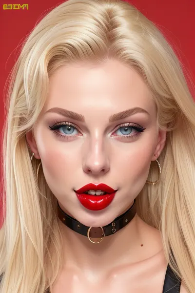 beautiful girl 19 years old with blonde hair, 19 years olg, face beauty and cute, orgasm face, ballgag, gagged, gag, saliva drooling, red vivid lipstick, red lips, <lora:Ballgag:.1>