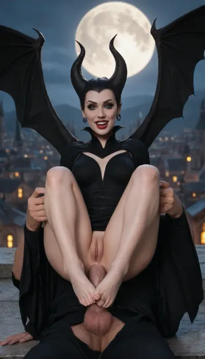 8k, uhd, (((Disney’s Maleficent))), 18 years old, (petite:1.4), deep fucked in her ass by king, ((visible anal penetration)), ((passionate)), clothed anal, horny pose, huge wings, pull up, (grab feet), orgasmic, moaning, smiling eyes, look at viewer, roof, castle, night, big moon, full body view