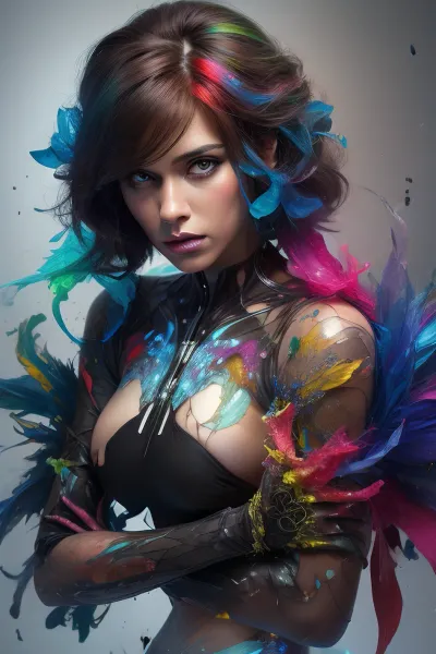 A double-exposure image in which a woman is overlaid with colors, blending human features with glass elements. she kneels, #©KITTYART



































#©KITTYART