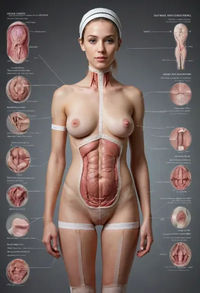 funny Detailed scientific textbook diagram showing the anatomy of an adult coquettish women. she wears bandages. Labels refer to "function", "purpose", "storage system". Includes serious scientific footnotes and cross-sectional views of unexpectedly complex biological systems. #©KITTYART

























#©KITTYART
