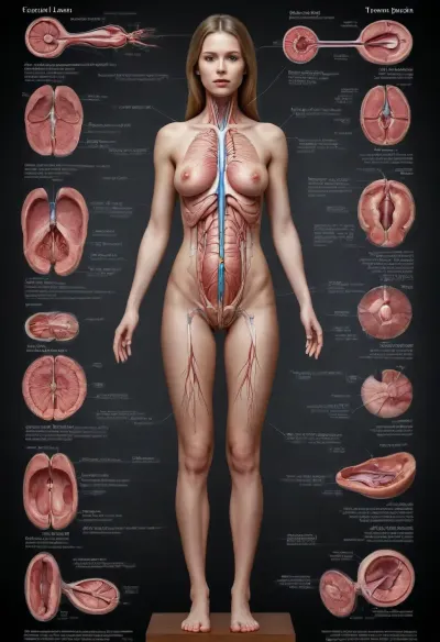 funny Detailed scientific textbook diagram showing the internal anatomy of an adult coquettish women. Labels refer to "function", "purpose", "storage system". Includes serious scientific footnotes and cross-sectional views of unexpectedly complex biological systems. #©KITTYART

























#©KITTYART
