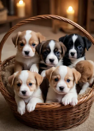 Basket of puppies