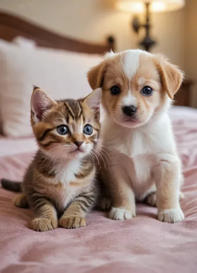 Kitten and puppy