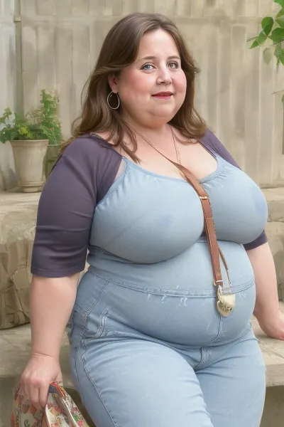 (obese:1.5), (mature:1.5), 50 year old mature woman, milf, RAW photo, subject, (high detailed skin:1.1), wrinkles, 8k uhd, soft lighting, light sleeveless spaghetti strap t-shirt, highwaist jeans, fupa, high quality, film grain, Fujifilm XT3, brunette hair, fair skin, full body portrait, (show full face), professional portrait, cleavage, (purse strap in between sagging breasts, strap connected to her purse:1.3), <lora:paislash-10:.5>, <lora:weight_slider_v2:.8>