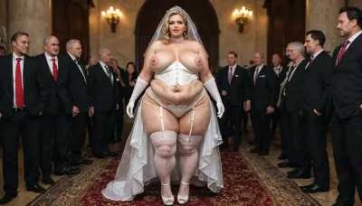 angry old priest gropes and fingers the fat bride, woman, Wedding ceremony, sexy overweight bride, 18 years old stunningly beautiful, extreme fat, obese, cellulite, stuffed, sagging belly, big, faat ass, fat double chin face, ssbbw blonde, (bride veil over her face, white lace bride themed lingerie, open, (show fat belly), corset, stockings, collar, long gloves, high heels), (sexy bride dress revealing meaty naked breasts to old priest, old ptiest groping her hard in her wobbly belly, looking into his eyes, (38DD), (no scars), (perfect skin, skin pores), (hard nipples), closeup, groom, pastor, masterpiece, insanely detailed, professional photography, 8k, UHD, captured with a Nikon D850
close up
always show the ssbbw bride and the old priest in a wedding ceremony together !!), semi rear view-she gets her fat ass deep fingered with hand, (5 fingers !!), by the horny, skinny old priest