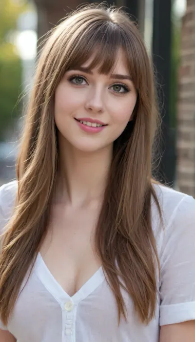 18 yo girl, very flirty pose, sideview, full body view, ((girl next door)), pretty, natural beauty, large breasts, ((cute tall tall tall tall but average appearance:1.3)), ((cute tall tall tall tall)), ((pale skintone:1.2)), ((little bit chubby:1.4)), very flirty smile, showing teeth, ((unkempt hair)), ((straight hair:1.3)), ((symmetrical hair:1.5)), ((perfect fringe hair:1.5)), ((light brown bright hair)), ((very cute tall tall tall tall average youthful face:1.5)), outside, photorealistic, ((perfect composition)), ((perfect contrast:1.5)), ((perfectly balanced exposure:1.5)), ((perfect focus:1.5)), ((extremely realistic detailed lighting:1.5)), ((extremely realistic detailed shadows:1.5)), ((extremely detailed:1.3)), ((extremely high resolution:1.3)), ((16K UHD:1.5)), ((extremely realistic detailed skin texture:1.5)), ((extremely realistic detailed skinpores:1.5)), ((extremely realistic detailed face:1.5)), ((extremely realistic detailed eyes:1.5)), ((extremely realistic detailed hair:1.5)), focus on eyes, ((fully clothed:1.5)), random colored clothing, ((beautiful stylish clothing:1.5)), ((detailed clothing:1.5)), ((detailed environment:1.5)), Sweet_Sticky_xl-01, <lora:EnvyZoomSliderXL01:1>, <lora:add-detail-xl:.5>, <lora:neanderthal_last:.7>