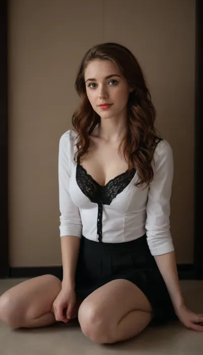 1, (((white:1.9))), girl, 23yo, (((normal body:1.8))), (((slightly curvy))), (((wide chest and hips:1.8))), ((very short height)), (((short neck))), (((skinny face:1.2))), ((cheekbones)), ((long brown hair)), ((dark brown hair)), ((slightly wavy hair)), ((fashion hairstyle:1.5)), (((small breasts))), (((imperfect skin:1.9))), (((wrinckles on face:1.6))), (((freckles on face:1.3))), (((skinny face:1.5))), ((red lipstick)), ((full body view:1.9)), ((visible legs:1.9)), ((shoes:1.9)), (((visible feet:1.9))), (((long distance view:1.9))), (((realistic pose))), (((relaxed pose:1.8))), (((dynamic mimic))), (((ultra detailed face))), (((ultra detailed hair))), (((ultra detailed skin:1.3))), in the shower, ((wearing office clothes:1.3)), (((unbuttoned white office shirt:1.5))), (((fully unbuttoned shirt:1.6))), (((visible black lace bra:1.6))), (((long black skirt:1.6))), (((modest clothes:1.9))), (((smile:.6))), ((realistic face:1.9)), ((real life girl:1.8)), (((sitting on the floor:1.9))), (((on the floor:1.9))), (((comfortable pose:1.8))), (((leaning to the wall:1.8)))