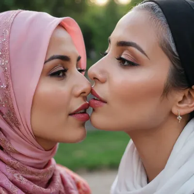 hijab woman, psjwlxlflux, lesbian kissing