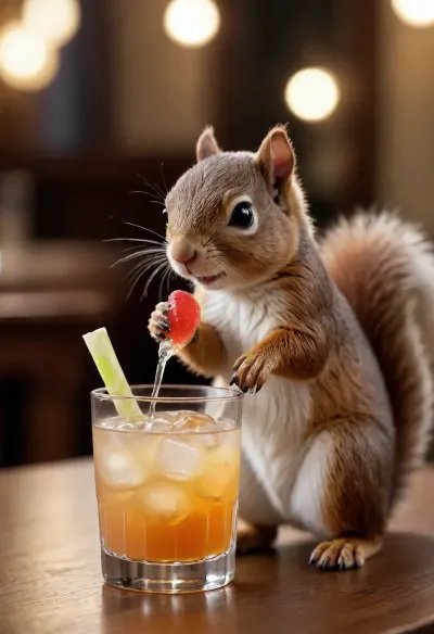 A small toy squirrel drinks a cocktail. #©KITTYART

























#©KITTYART