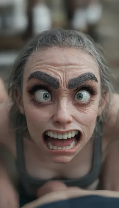 cinematic photo hird person pov mountain climbing, (birdeye view:2), extreme perspective looking from top to down on A couple, a man and a 25yo female with small natural teardrop breasts, sitting in cinema, screaming, Grieving, wideeyed, (gray eyebrow, thick eyebrow:2), visible tongue, shout, short, gray, messy, hair, open mouth, embrassed, aroused, ashamed, astonished, terrible nose, (((mustaches:1.2))), (audience:.7), (Ultra detailed:1.4), background, Golden Ratio, dutch angle, (from above:2), wide camera angle actions scene, foreshortening, intricate detailed, textures, hyperrealistic, misc, 35mm photograph, film, bokeh, professional, 16k, highly detailed, masterpiece, best quality, newest, vibrant, stunningly beautiful, crisp, detailed, sleek, ultramodern, subtle shadows, high contrast, cinematic, ultra detailed, intricate, dynamic pose, interesting angle, eye catching composition, (((depth of field:2))), (((forced perspective:2))), amazing quality, very aesthetic, absurdres, puzzled expression, spoken question mark, volumetric lighting, embedding, lazypos, (((titfuck:.1))), detailxl, <lora:detailed_notrigger:2>, <lora:add-detail-xl:1.1>, <lora:679571_training_data:1>