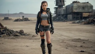 Surv1v0r: le dernier supermodèle

- Oui.

L'IA a généré l'image d'une fille modèle dans un monde post-apocalyptique. Elle porte une veste élégante avec une queue de cheval et porte un sac à dos élégant. Ses grandes lèvres et son visage frappant la font se démarquer même dans un environnement difficile. Malgré le chaos, elle survit avec style, incarnant l'éthique « Surviving in Style ».