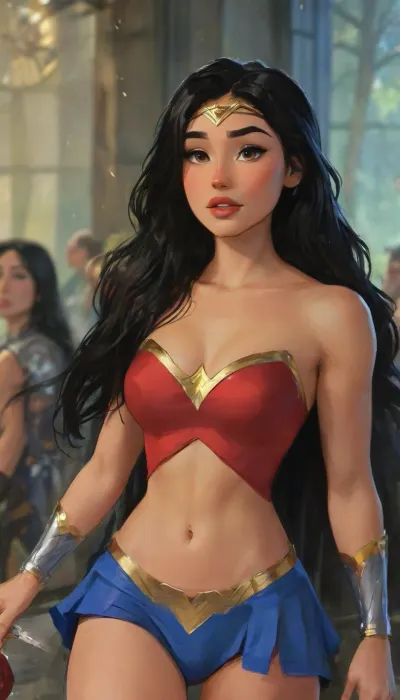 score_9, score_8_up, score_7_up, score_6_up, source_cartoon, adult women, (2women), tyla Supergirl, Madison Beer Wonder Woman, extremely lifelike, very beautiful, BREAK adult, (Supergirl, long flowing blonde hair:1.4), (Wonder Woman, black hair:1.5), sensual, Fitness, erotic, nsfw, Looking into the camera, whole body, BREAK shallow depth of field, highly detailed, bokeh, moody, epic, gorgeous, grainy, BREAK, (ultra-detailed), (best illustration), (best shadow), (absurdres), (detailed background), (very aesthetic), ., highlydetailedbody, realisticface, highlydetailedhair, insanelydetailed, 8K.highdetailedskin, highresolution, perfectfingers, (j_cartoon:1.5), Drawing., Wonder Woman, uberfit, muscular, athletic, tyxla, DCEU, Supergirl, Snyder, Style, <lora:Madison_Beer_2024_SDXL_JugX_trigger_m4d1s0n-000066:.5>, <lora:tyla_juggerX_xl_1_st_wocap-tyxla-000086:.5>, <lora:samdoesarts1.1-000030:.4>, <lora:J_cartoon:.3>, <lora:Dataset:.4>