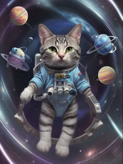 A spacecat in wonderland.