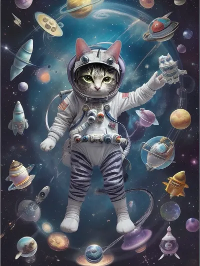 A spacecat in wonderland.