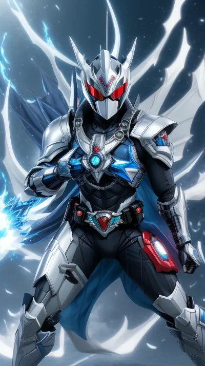 kamen rider ryuki + blue eyes white dragon. fusion. Strong body. Hd.4k.