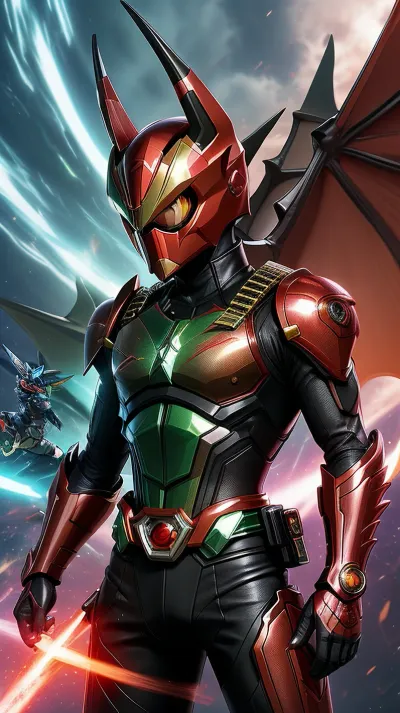 kamen rider ryuki + charizard . fusion. Hd.4k.