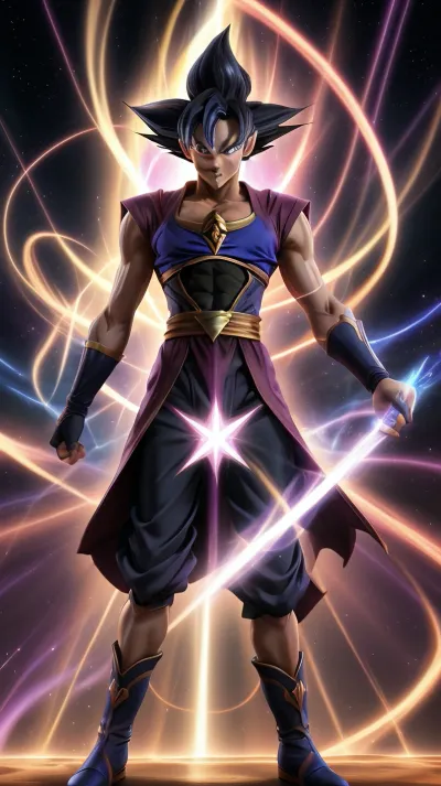Dark magician + goku. fusion. Hd.4k.