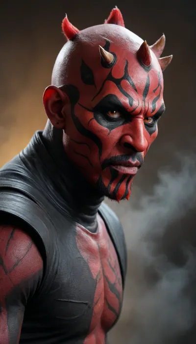dark, ginger, demon, (portrait of Darth_Maul:2), from star wars, Close up, angry, fire, best quality, masterpiece, muscular body, 18yo, bald, red skin, ((wide eyed:1.7)), ((64k, HDR, UHD, bright yellow eyes, red eyeballs, glossy eyes:1.5)), ((shout:1.7)), fit, [abs], standing, looking at viewer, approaching perfection, dynamic pose, view 3/4, (highly detailed, artstation, concept art), sharp focus.

RAW photo, light rays, highly detailed, melting skin, sacred geometry, surreal futurism, mysticism, a lot of hair, a whirlpool of the finest transparent beautiful smoke, hyper-detailed face, professional photo, realistic, high resolution.

On black Background, (heavy mist:2), dark gritty aesthetics, futuristic elements, sense of oppressive atmosphere, rich, Deep shadows, somber, obscure, Wide angle, enhanced details, Cool bright fluoriscent light inside the shooting range, dim warm colorful light outside the shooting range. Strong side neon red and blue light. Ambient UV light.

Photo of the most beautiful artwork in the world, professional majestic photography, artstation, concept art, amazing quality, ultra detailed, Super realism, cinematic, clear image.

64K, HDR, UHD, film_grain, score_9, score_8_up, score_7_up, score_6_up, score_5_up, score_4_up, Ultra-high resolution, Super high resolution, Professional quality, Hyper-detailed, Photorealistic, Photography realistic, Hyperrealistic, Golden ratio.

Leica M10, dslr, Wide-Angle Lens 35mm, Portrait, ((close up)), ((sharp focus on face:1)), (masterpiece:1.9), (hyperdetailed, highest detailed:1), high resolution textures, Darth, Maul, <lora:Darth_Maul:2>
