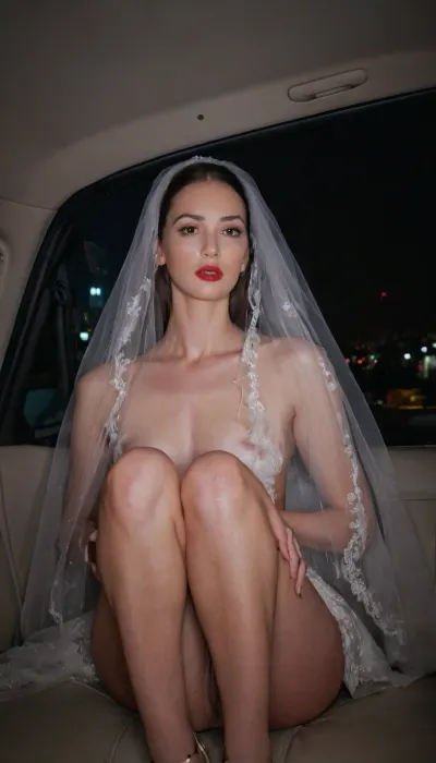 Hyper photorealistic masterpiece, maximum quality, maximum detail, maximum realism, photorealistic, high resolution, ultra-realistic, masterpiece, front view, realistic detailed skin texture, realistic face, extreme detail, 8K photo, best quality, soft natural light, intricate details, realistic, UHD, flash photography., night, car interior, in the windows of the visible lights of the night city, my back seats of the car interior, view from the driver's side. sitting woman. 35 years old. Tall brunette, slender, thin, tall, small breasts, pointed nipples. She has wide perky and long legs. She is embarrassed, looks away, shy. Evening make-up, red lips, eyes lined with mascara. Vulgar. She is afraid of being seen, but she is excited. Exhibitionism, bride's veil. We see her slightly from the side, from head to toe, her whole figure. Knees spread apart. Between the legs we see an intimate hairstyle. perfecteyes, raw, illuminated, overexposed, sharp, flash, More
1, 282 / 5, 000
Hyperphotorealistic masterpiece, ultrarealistic, lights of the night city are visible through the windows, we are in the back seat of the car, view from the driver's side. The woman is sitting in the back seat.

35 years old. Tall brunette, pointed nipples. She has wide hips and long legs.
She is embarrassed, shy.

Evening make-up, eyes lined with mascara. Vulgar. She is afraid of being noticed, but at the same time she is excited. Exhibitionism., <lora:PerfectEyesXL:.8>, <lora:Rawfully Stylish v0.2_epoch_20:.8>