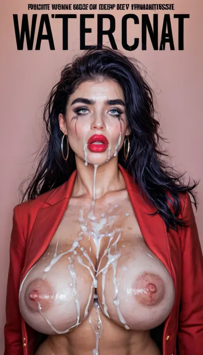 (((The porn Magazine "BIG TITS"))), The cover page, the headline is "BIG TITS become NO.1 " and the cover SWEDEN lady is pretty, (((long straight deep black hair))), black makeup, ((large implant breasts:1.4)), (((very full lips))), ((red blazer)), thick eyebrows, white iris, (red lipstick), excessive cum on face, (exposed breasts), excessive cum on breasts, ruined makeup, wet hair, messy hair, (tears), aidmaRealisticPeoplePhotograph., raw, lighting, overexposed, harsh, flash, "BIG TITS, <lora:SDXLHighDetail_v6-000005:.8>, <lora:Rawfully Stylish v0.2_epoch_20:.8>, <lora:BetterTextRedmond:.8>