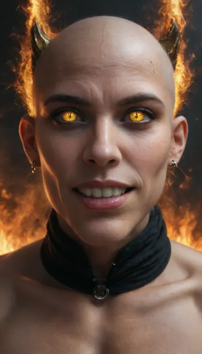 solo, portrait of 1man the Darth_Maul from star wars universe, nude body, fire, best quality, (masterpiece:1.9), muscular body, 54yo adult man, Afro-American, (((animal grin))), (realistic skin, blush, skin pores, freckles everywhere), extremely highlydetailed, thoughtful, (((bald head))), ((big long thick black eyelashes)), ((ultra high details, hyper realistic, detailed face)), detailed eyes, (Beard:.1), (Mustache:.1), ((dark ginger red face:1.8)), ((body skin have dark African art pattern)), ((wide eyed:1.7)), ((thick eyebrows:1.4)), (((dark ginger red skin))), (((goth makeup:1.4))), (((ruined makeup:1.9))), (black_matte_lipstick:1.5), (((eye-line:1.5))), (((eye-shadow:1.8))), (((yellow artificial eyes))), (((glowing eyes))), (((slit pupils:2))), (((vampire teeth:1))), angry, science fiction, 64k, HDR, UHD, ((bright yellow eyes)), ((glossy eyes:1.5)), (((detailed, visible, a dozen of small yellow horns, on the top of the scull))), fit abs, standing, looking at viewer, approaching perfection, dynamic pose, (from above view, close up), highly detailed, artstation, concept art, sharp focus.


RAW photo, light rays, melting skin, sacred geometry, surreal futurism, mysticism, a whirlpool of the finest transparent beautiful smoke, hyper-detailed face, professional photo, realistic, high resolution.

On black Background, (heavy mist:2), dark gritty aesthetics, futuristic elements, sense of oppressive atmosphere, rich, Deep shadows, somber, obscure, Wide angle, enhanced details, Cool bright fluorescent light inside the shooting range, dim warm colorful light outside the shooting range. Strong side neon red and blue light. Ambient UV light.

Photo of the most beautiful artwork in the world, professional majestic photography, amazing quality, ultra detailed, Super realism, cinematic, clear image.

64K, film_grain, score_9, score_8_up, score_7_up, score_6_up, score_5_up, score_4_up, Ultra-high resolution, Super high resolution, Professional quality, Hyper-detailed, Photorealistic, Photography realistic, Hyperrealistic, Golden ratio.

Leica M10, dslr, Wide-Angle Lens 35mm, ((close up)), ((frome above:1.2)), (((zoom out:1.8))), ((sharp focus on face:1)), (High-angle perspective:1.2), front distant full figured view, (hyperdetailed, highest detailed:1), high resolution textures, Darth, Maul, (sharp focus on face), detailxl, (detailxl:1.8), BadX, plump, skindentation, <lora:add-detail-xl:2>, <lora:xl_more_art-full_v1:2>, <lora:SDXLFaeTastic2400:2>, <lora:Darth_Maul:2>