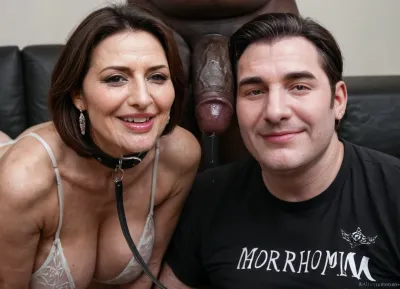 (realistic style), (cuckold scene:1.7), wide view, masterpiece, highest quality, ultra detailed, extreme high quality, 8k, uhd, RAW file, high quality textures, viewer is watching full scene, 1female, bdsm, collar, leash, (deutsche milf:1.3), 1male, male smiling, (spontaneous face expressions), (husband near watching:1.4), (humiliated husband), (dominant black male with hetero couple:1.3), naughty, slut, ruined makeup, tears, sagging tits, spit, thick saliva bubbles, (threads of saliva hanging from the mouth:1.1), grabbing, (looking to cam:1.2), (fat black man:1.4), (highly detailed eyes), open mouth, detailed beautiful cock, ass, tits, pussy, mature wife, embarrassed, shy, (sexy lingerie:1.4), (admiring cock), (anal sex:1.9), deepthroat, forced blowjob, cum, facial, realistic wet pussy, realistic lubricated arsehole, (realistic cum texture:1.2), (realistic spit texture), (1 hung african dominant male standing with erected cock:1.2), in a living room, soft shadows, low contrast, soft light, photo, portrait, detailxl, expression, bukkake, <lora:Expressions XL:.5>, <lora:MS_Real_XL_Bukkake:.4>, <lora:580159_training_data:.5>