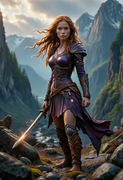 Le gardien du col nord

- Oui.

L'IA a généré l'image d'une jeune femme guerrière debout avec confiance dans une pose dynamique, tenant une épée brillante inscrite avec des runes anciennes. Les symboles de la rune en pierre et en bois sur son armure et le talisman brillent faiblement, laissant entendre le pouvoir caché. Derrière elle, les imposantes montagnes scandinaves se profilent, leurs sommets éclairés par une lumière de l'autre monde. Son expression reflète la détermination et la force, prêts à relever n'importe quel défi.