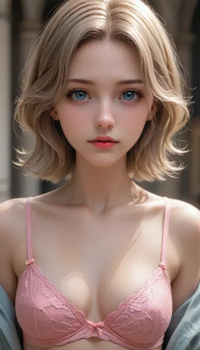 girl in thong and bra pink beautiful face