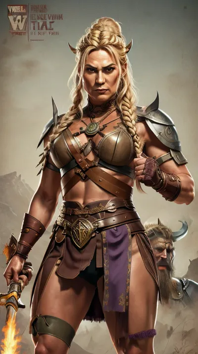 Woman, (((Mature skinny ultralean cruel viking Empress))), Experienced 50 years old battle-hardened warrior queen, wrinkles and battle scars, Entire body portrait, upright standing posture, spreaded lean legs, oil portrait of Viking warrior with very pointy breasts, lace floral covered body with lace sheer, lean body, massive lips, bright Scandiblonde braided hairbun, simple background, dusky brown skin, DUSKY SKIN, detailed skin, cinematic, great shading, moody lighting, (viking warrior:1), uberfit, muscular, athletic, Ukiyo-e, Art, Midjourney, MJ, style, poster, manga, anime, R3DD34Dstyle, <lora:R3DD34Dstyle:.4>