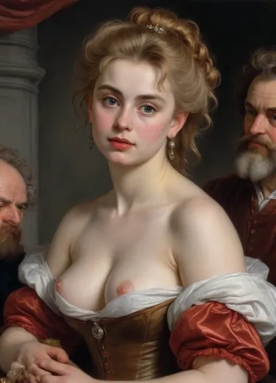 17th century, woman, (nude), (Yurlyu-berlyu hairstyle:1.5), (Peter, Paul, Rubens, Style:1.7), <lora:Peter Paul Rubens Style:.8>