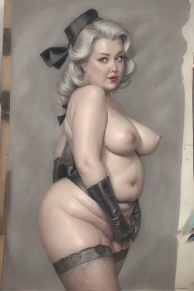(((drawing sketch))), old art studio sketch drawing, detailed face, very old plump streetswhore, looking as viewer, bbw, grey-haired blonde, tails, plump bottomless woman 90 yo age, big butt, wide hips, saggy torpedo breasts, lace black stockings, hight heels, outdoor, walking, vintage gloves, (((naked_pussy))), fat pussylips, standing, sagging, breasts, huge, backbreakingbreasts, white, background, full, body, (medium), elvgren, Ballantyne, chavez, driben, fried, frush, Moran, mozert, berardinis, pencil, drawing, monochrome, sketch, traditional, media, graphite, dandecarlo, vintagenudeslora, <lora:CameltoeV4:.4>