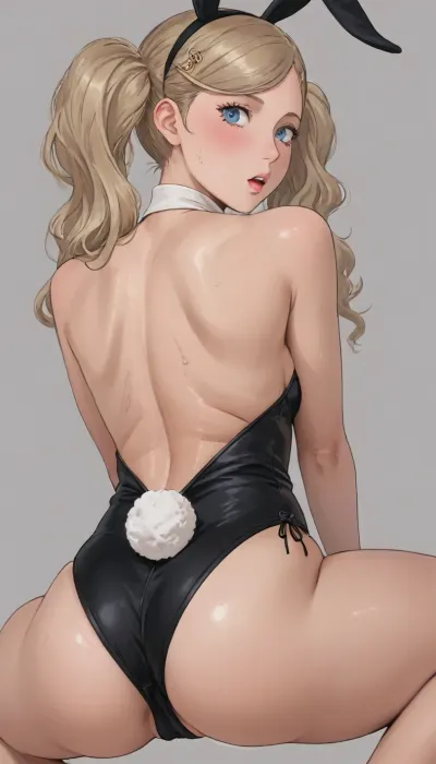 ((Thick outline:1.4), ((Cartoon Style:1.5)), ((Hentai)), lineart, line, art), 1girl, (blonde hair), ((Ann Takamaki from Persona 5)), blue eyes, two side ponytail, (giant tits), (sexy bunny black outfit), (back view, opening legs, looking back, giat ass), (((oily skin))), ((woman 40 years)), sweat bands, fake eye lashes, dark eye make up, mouth open, lineart, line, art, flat, colors, color, <lora:cartoon_stickers_xl_v1:.7>, <lora:NEOTOKIOXL_0.2_RC:.5>, <lora:outline_xl_kohaku_delta_spv5x:1>, <lora:lineartSDXL:1.7>, <lora:hentai_anime_style_xl_v1:1.8>