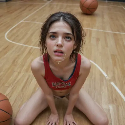 40 years old petite and short with black hair with a one up bun and dressed basketball clothes, massively fucked by many basketball players with their big cocks in her pussy, deepthroad, petite, small breasts, skinny, short body, clothes, pain face, in a basketball pavillion, scared face, crying, extreme cumshot, cum on face, cum on body, panties down, high details, face high details, cum in face, ILON, <lora:d18cb3d3-04ed-48a9-aa75-b74edefbf746.TA_trained:1.2>