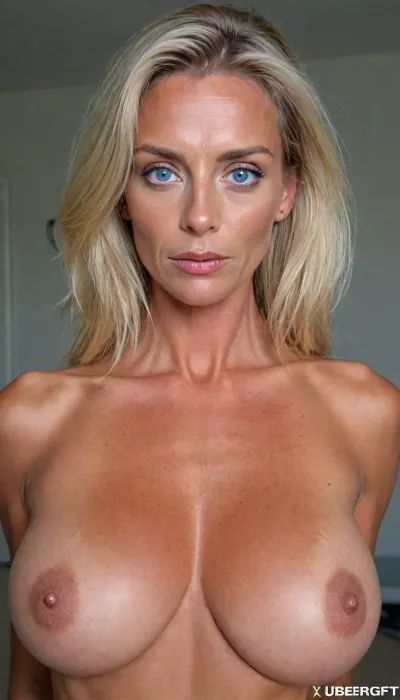 Anorexic Darktanned naked mature milf danish supermodel, very gigantic heavy firm hard torpedo tits, bright scandiblonde hair, striking blue eyes, prominent eyebrows, uberfit, athletic, dark, skin, <lora:Darker_skin_SDXL:2>, igbaddie, <lora:igbaddie-XL:.8>