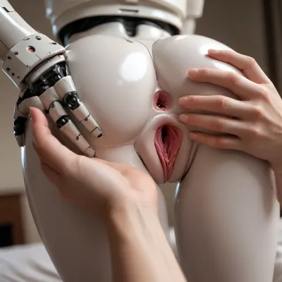 (robot girl), dick deep inside, (disassembled hand), (mechanical pussy), (beautiful ass), (fucked by a big dick), mechanical pussy, fucked by a big