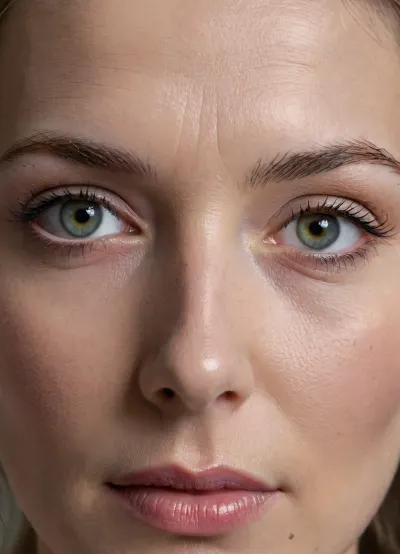 (Réalisme), vue complète du corps, femme de 60 ans, en sueur, visage détaillé et fin, pommettes saillantes, des rides aux coins des yeux, le front plissé, cheveux argentés courts, yeux verts intenses, nez bosselé, maquillage intense des cils, souriante, sourcils parfaitement dessiné, fossette, diadème, regard intense, perfecteyes, <lora:lora-sdxl-perfect-eyes:1.2>