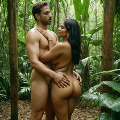 Threesome indian wife husband naked with white man jungle