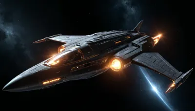 (((completely black background))), starship