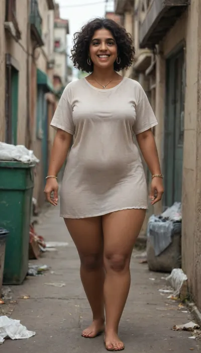 ((Indian bengali girl)), 20 years old, thick thighs, long hairs roaming in garbage dump, ((garbage)), happy, excited, desi, south, indian, <lora:1476432_training_data:1.1>, <lora:ClothTurnXL_v1-000003:.1>