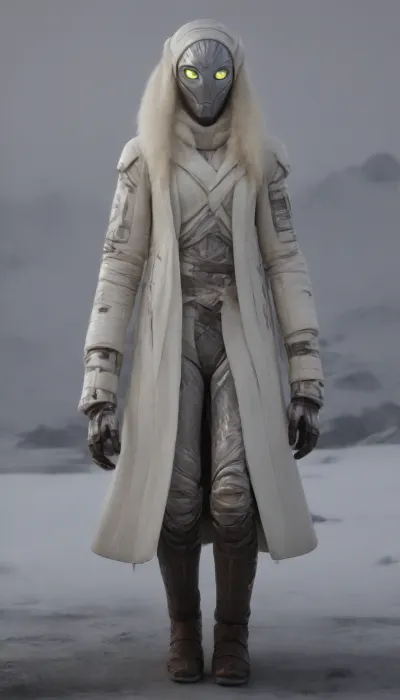 photorealistic, sci fi, star wars, (planet Hoth:1.8), (black snow-capped mountains in Hoth), (walking towards a ruined ship), fullbody, french woman, (white luminous eyes:1.8), runing, extreme length braided white hair, (droid skin:2.1), armour, android, ((General Jedi:1.8)), (ciber templar:1.3), artiangel, (wearing a thick coat with white animal fur:1.8), (white lightsaber in right hand:1.8), (straight lightsaber:1.8), very, long, hair, hanging, dynamic, on, ground, bun, cover, General, Obi-Wan, Kenobi, cyber, templar, (side view), <lora:554328_training_data:.5>, <lora:verylonghairv2:.5>, <lora:565986_training_data:1.6>, <lora:CyberTemplarXL:1.2>