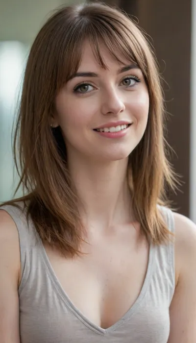 35 yo girl, very flirty pose, sideview, ((girl next door)), pretty, natural beauty, medium breasts, ((cute tall tall tall tall but average appearance:1.3)), ((cute tall tall tall tall)), ((pale skintone:1.2)), ((little bit chubby:1.4)), very flirty smile, showing teeth, ((unkempt hair)), ((straight hair:1.3)), ((symmetrical hair:1.5)), ((perfect fringe hair:1.5)), ((light brown bright hair)), ((very cute tall tall tall tall average youthful face:1.5)), outside, photorealistic, ((perfect composition)), ((perfect contrast:1.5)), ((perfectly balanced exposure:1.5)), ((perfect focus:1.5)), ((extremely realistic detailed lighting:1.5)), ((extremely realistic detailed shadows:1.5)), ((extremely detailed:1.3)), ((extremely high resolution:1.3)), ((16K UHD:1.5)), ((extremely realistic detailed skin texture:1.5)), ((extremely realistic detailed skinpores:1.5)), ((extremely realistic detailed face:1.5)), ((extremely realistic detailed eyes:1.5)), ((extremely realistic detailed hair:1.5)), focus on eyes, ((fully clothed:1.5)), random colored clothing, ((beautiful stylish clothing:1.5)), ((detailed clothing:1.5)), ((detailed environment:1.5)), Sweet_Sticky_xl-01, <lora:EnvyZoomSliderXL01:-1>, <lora:add-detail-xl:.5>, <lora:Sweet_Sticky_xl-01:.5>, <lora:neanderthal_last:.7>