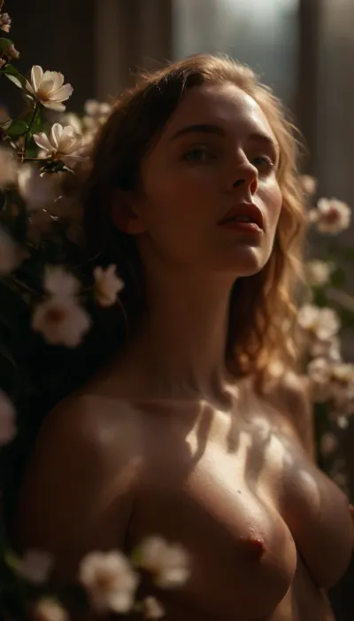 ziprealism, (relaxed bathing, floating, alluring, sensual, surreal, enchanting:1.6), (large teardrop breasts, pale breasts, heavy soft breasts), (avant-garde experimental photography, ethereal lighting), (sharp focus on eyes, loose closeup), (Dutch Angle), (dramatic lighting and shadows, light bloom, shallow depth of field, soft bokeh, layered composition with subtle foreground, vintage analog hasselblad lens:1.8), (highly saturated, rich colors), <lora:MJ52:.8>