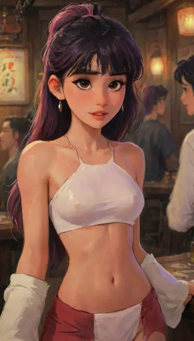 masterpiece, best quality, gllood quality, year 2025, anime character, demon femboy, black hair with pink streak, ((pink streaked hair)), (high ponytail, long hair), purple eyes, Enchanting Eyes, side bangs, stud earring, perfect figure, solo, 1boy, otoko no ko, red skin, general, tavern bar, sidelighting, clear outlines, open mouth, open eyes, smile, d, laughing, long hair, pretty, small pointy ears, blush, sidelocks, fantasy tribal clothing, tribal tattoos, tight clothes, tribal cloths, bulge.

best quality, 8k, insane details, intricate details, hyperdetailed, hyper quality, high detail, ultra detailed, professional, HDR, ray tracing reflection, cinematic lighting, highlydetailedbody, realisticface, highlydetailedhair, insanelydetailed, 8K.highdetailedskin, highresolution, perfectfingers, (j_cartoon:1.5), drawing, supermodel, face, big, lips, <lora:Beautify-Supermodel-SDXL:1>, <lora:SDXLHighDetail_v6-000005:.8>, <lora:samdoesarts1.1-000030:.4>, <lora:J_cartoon:.3>, <lora:Animated_Concept:.4>