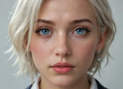 18-year-old girl with an incredibly beautiful face, professional portrait shot of the face only, no body, white hair, close-up, highest image quality, extremely realistic detailed image, ultra-detailed, high resolution, best quality, 8k, HDR.terrified, sad face, tears in eyes, dramatic shot, pleading look