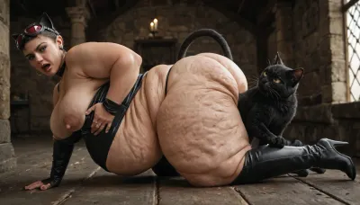 ((horny ugly goblins groping, grabbing and squeezing the obese fat ssbbw Catwoman in different position, meaty breasts, hyper size ass, wide hips, big belly with folds of fat)), obese, (slight cellulite:1.3), . horny and blusing, perfect chubby double chin shocked face, perfect eyes, focused eyes, perfect fingers, masterpiece, best quality, ultra realistic, high definition, sharp focus, high budget, cinemascope, moody, epic, gorgeous, film grain, grainy, score_9, score_8_up, score_7_up, catwoman in a tight suit, panties pulling down. evil goblins groping the fat ssbbw cat woman at night in a museum, dressed as a catwoman, ass and tits covered, seductive pose, erect nipples, thick thighs, Goblin, Mage, Warrior, Shaman, Assassin, fighter, monster, creature, cat woman gets her fat sagging belly hard grabbed and squeezed by angry, evil goblins !!, <lora:655889_training_data:.8>, side view, fat ass deep fingering by goblins